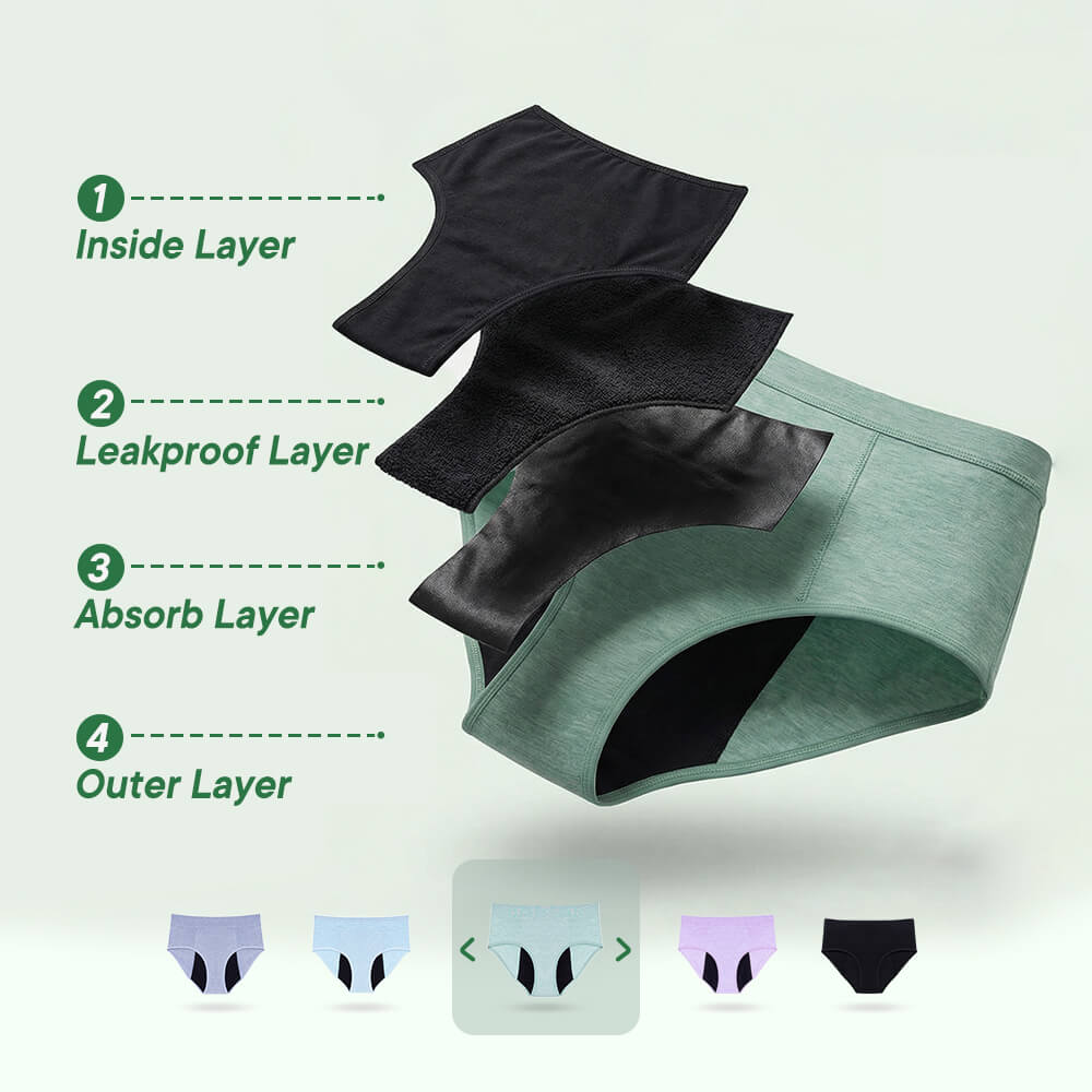 Precision sewing process of 4-layer leakproof period underwear in our ISO-certified factory