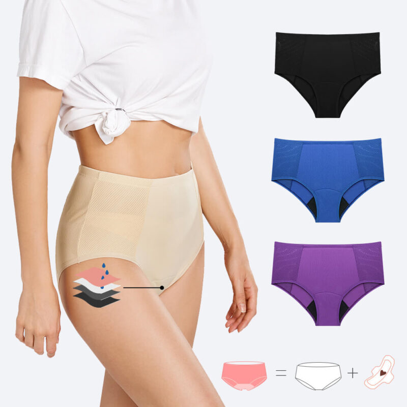High Waist Period Underwear with Mesh Panels