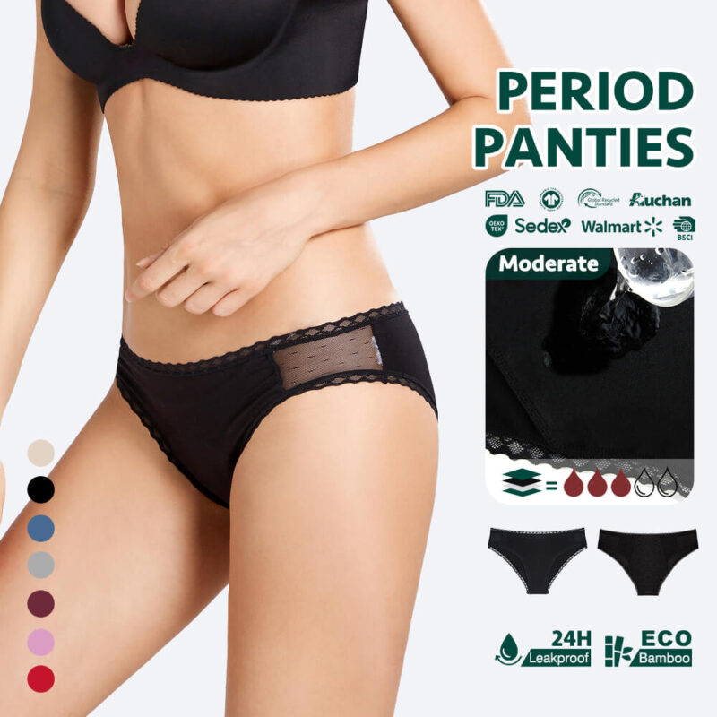 ly534period underwear (16) Bamboo Period Underwear with French Lace