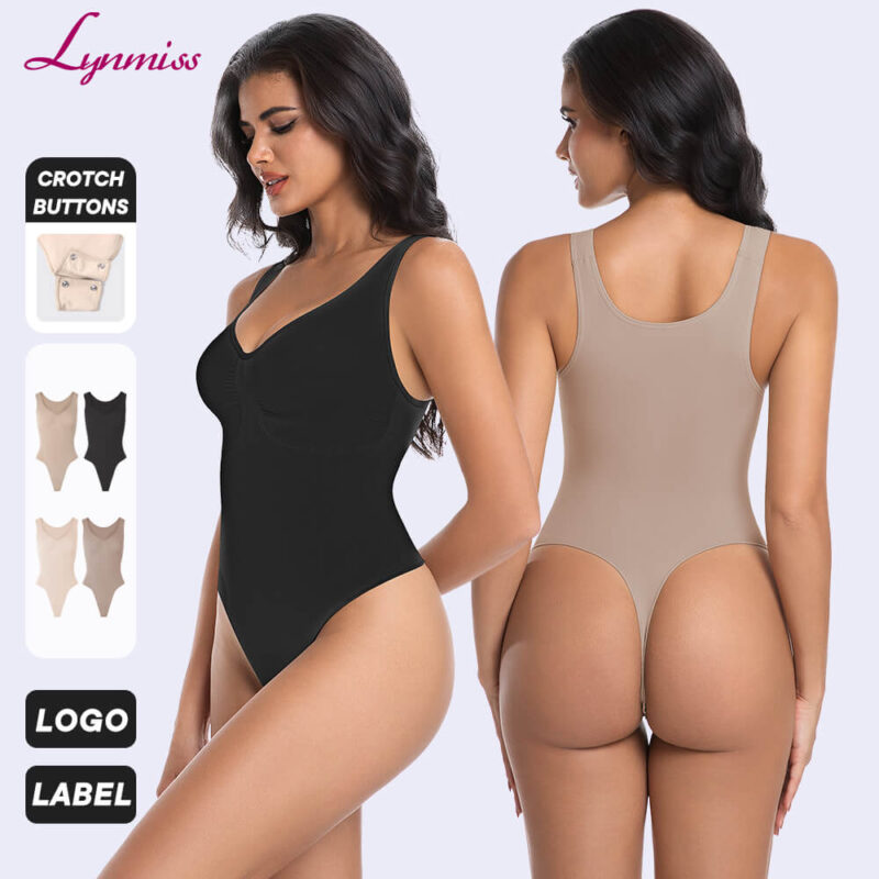 v-neck thong bodysuit LY3433 (2) firm compression shapewear