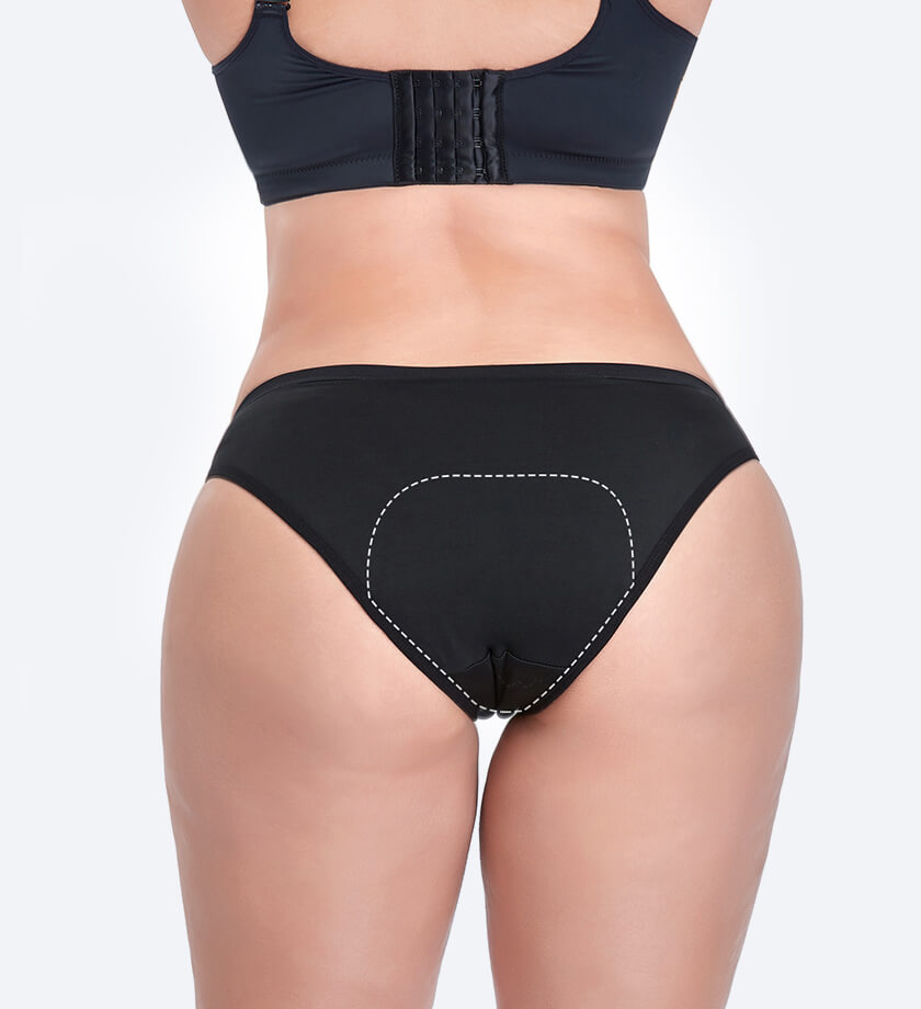 Side anti-leakage waterproof strip on bikini period panties
