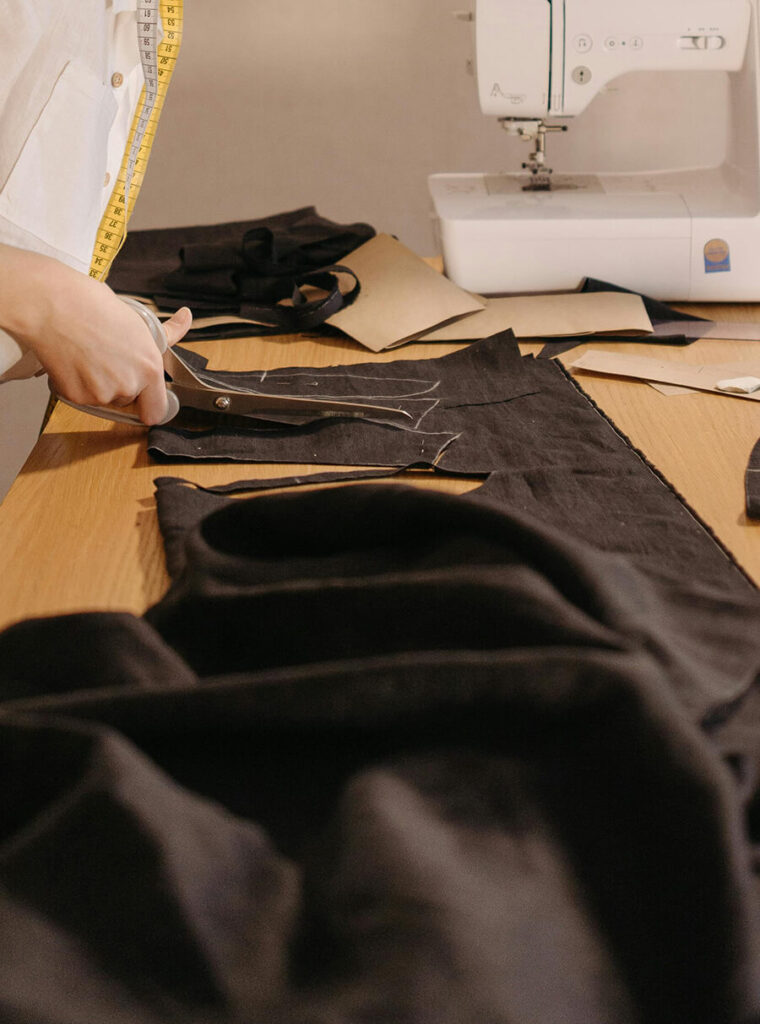 Apparel tech pack prototyping and fabric cutting process at Lynmiss Factory