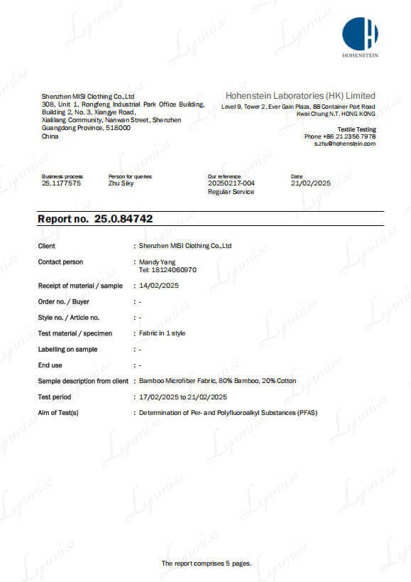 lynmiss-pfas-free-bamboo-microfiber-fabric-hohenstein-test